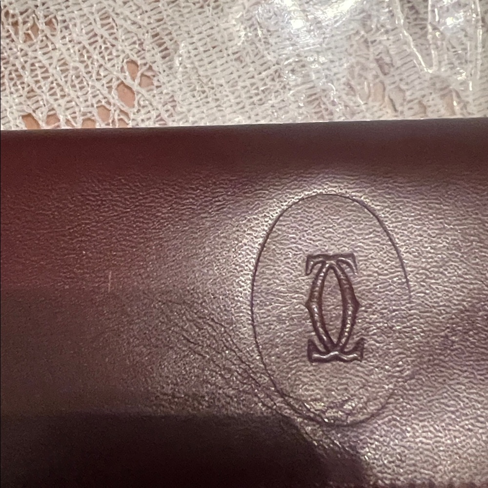 VINTAGE CARTIER kiss lock Burgundy Bordeaux Leather Clutch wallet leather - Picture 12 of 16